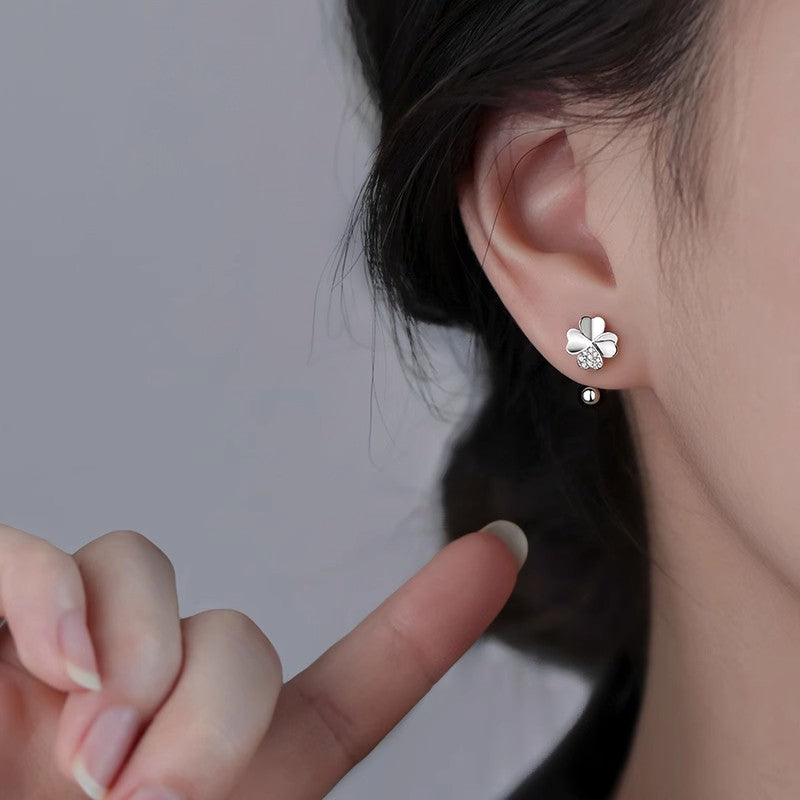 Wholesale 925 Sterling Silver Four-leaf Clover Ear Hook Earrings