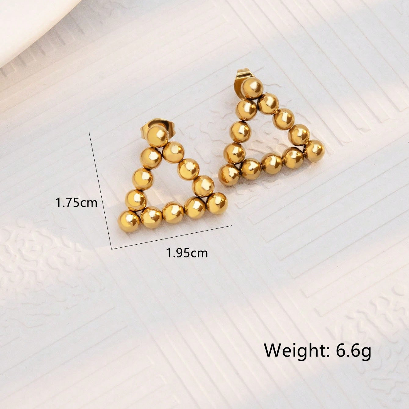 Wholesale stainless steel earrings 18K gold love flowers geometric gold beads earrings