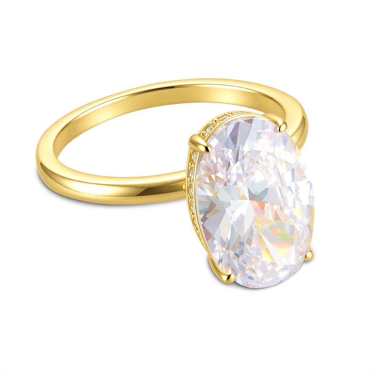 Wholesale Sterling Silver Ring Set With Egg Shaped Zircon Geometric Style Everyday Wear Jewelry Accessory