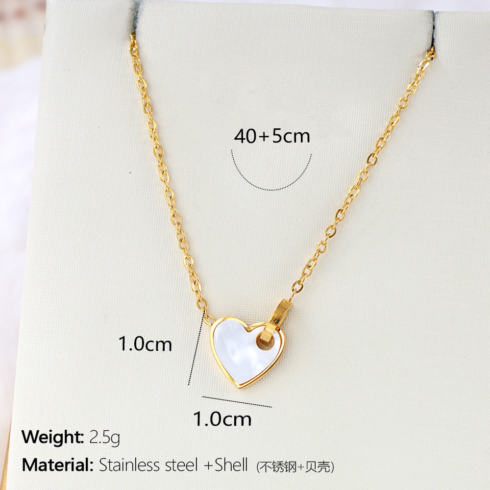 Wholesale Gold-Plated Stainless Steel Heart Pendant Necklace – Geometric Shell Design Fashion Jewelry