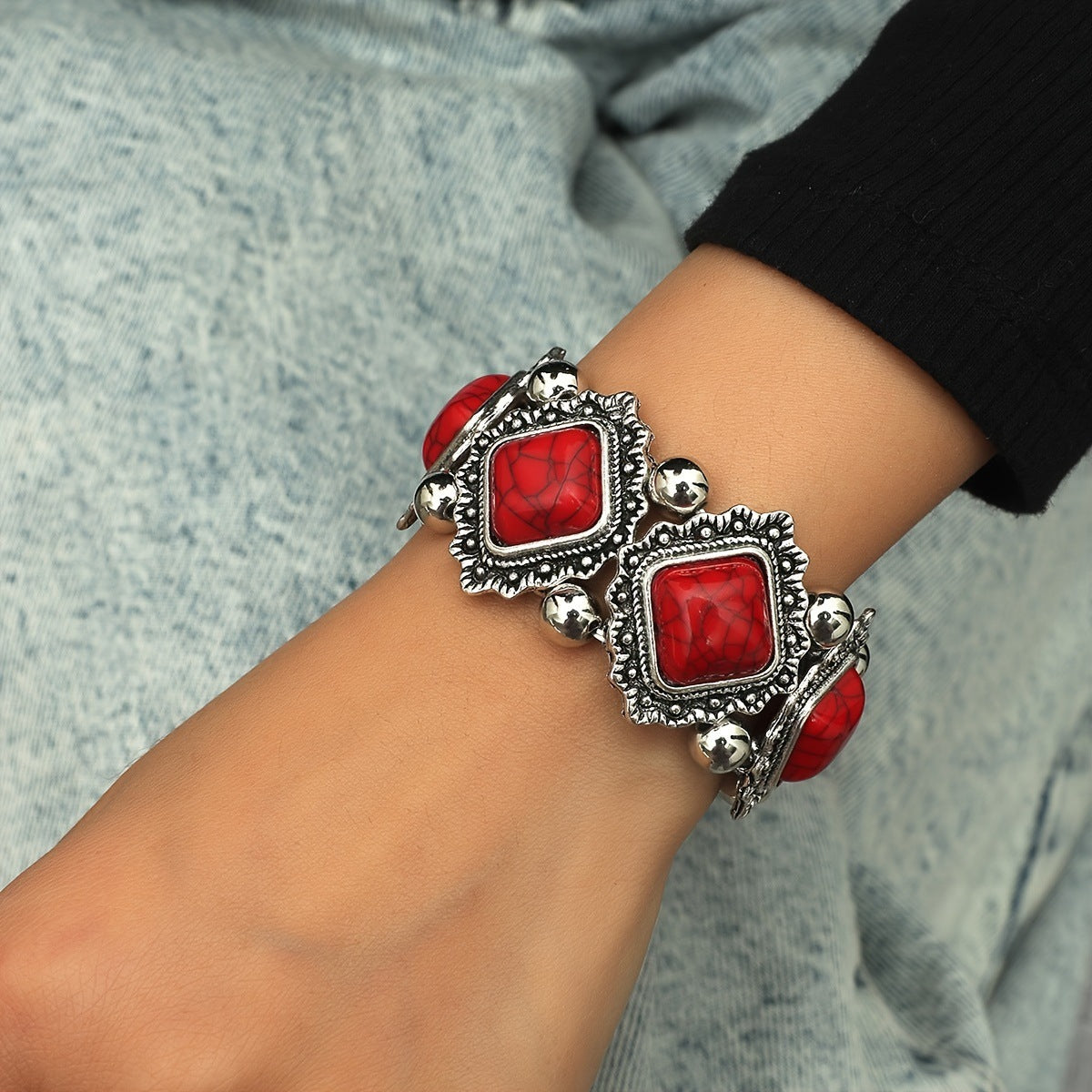 Wholesale Electroplated Turquoise Bohemian Bracelet - Ethnic Style Fashion Accessory for Boutique Resale