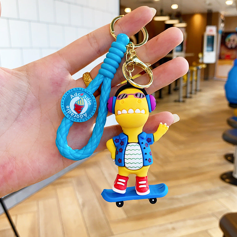 Wholesale Cartoon DJ Little Dinosaur Doll PVC Keychain Cute Keychain ACC-KC-ErLu010
