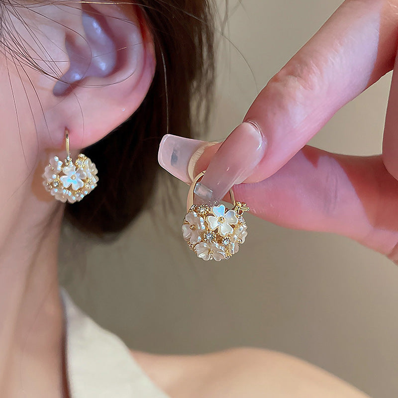 Wholesale Forest Style Flower Diamond Ball Earrings ACC-ES-Qiyou005