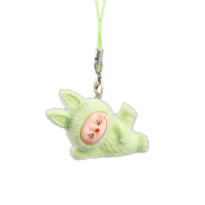 Wholesale 10pcs resin flocking side cute cartoon keychain mobile phone charm