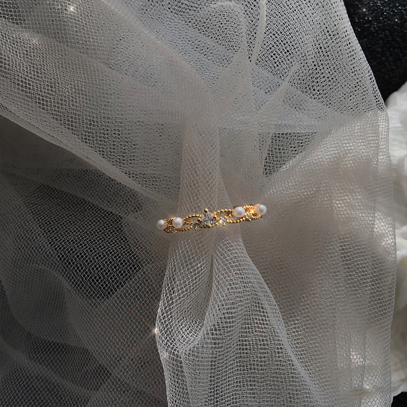 Wholesale Pearl Zircon Love Bow Ring ACC-RS-TuoYa001