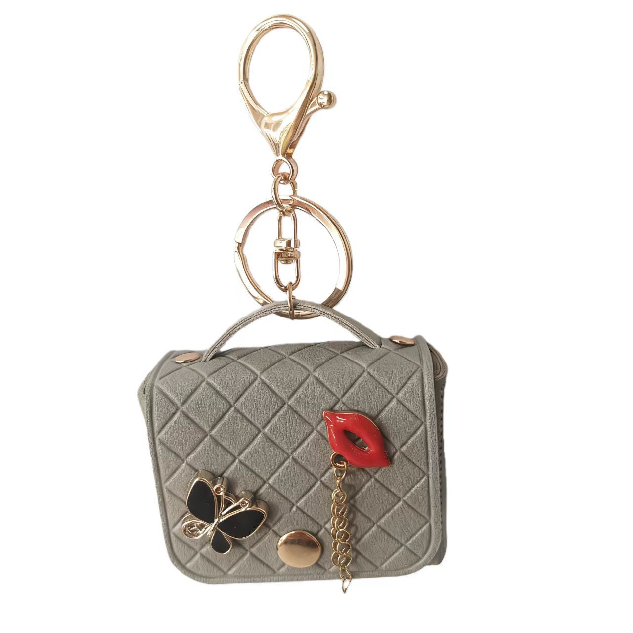 Wholesale Chic PVC Keychain Bag Coin Purse With Lips Butterfly Quilted Pattern Fashion Accessory Gift For Resale