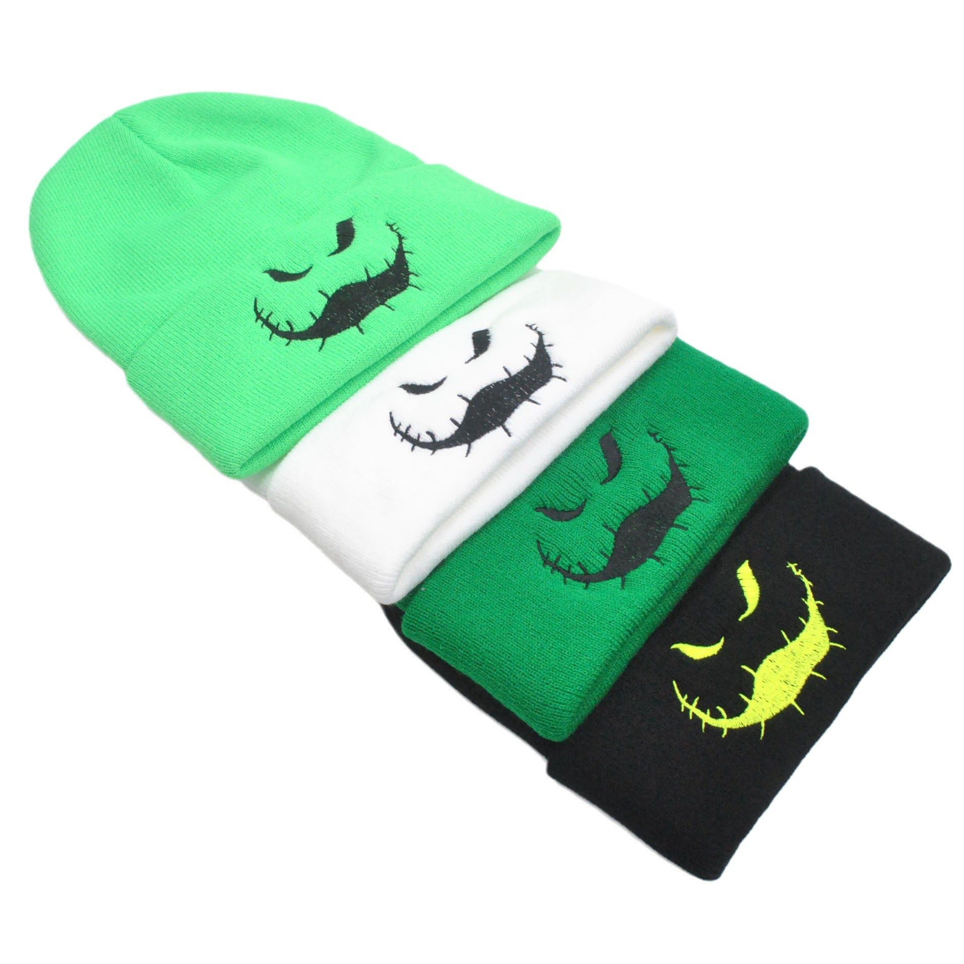 Wholesale Christmas Eve Green Horror Knitted Hat Ghost Face Beanie