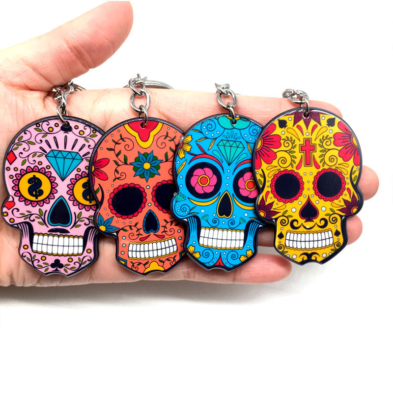Wholesale Halloween Colorful Acrylic Skull Keychains ACC-KC-Yiyan002