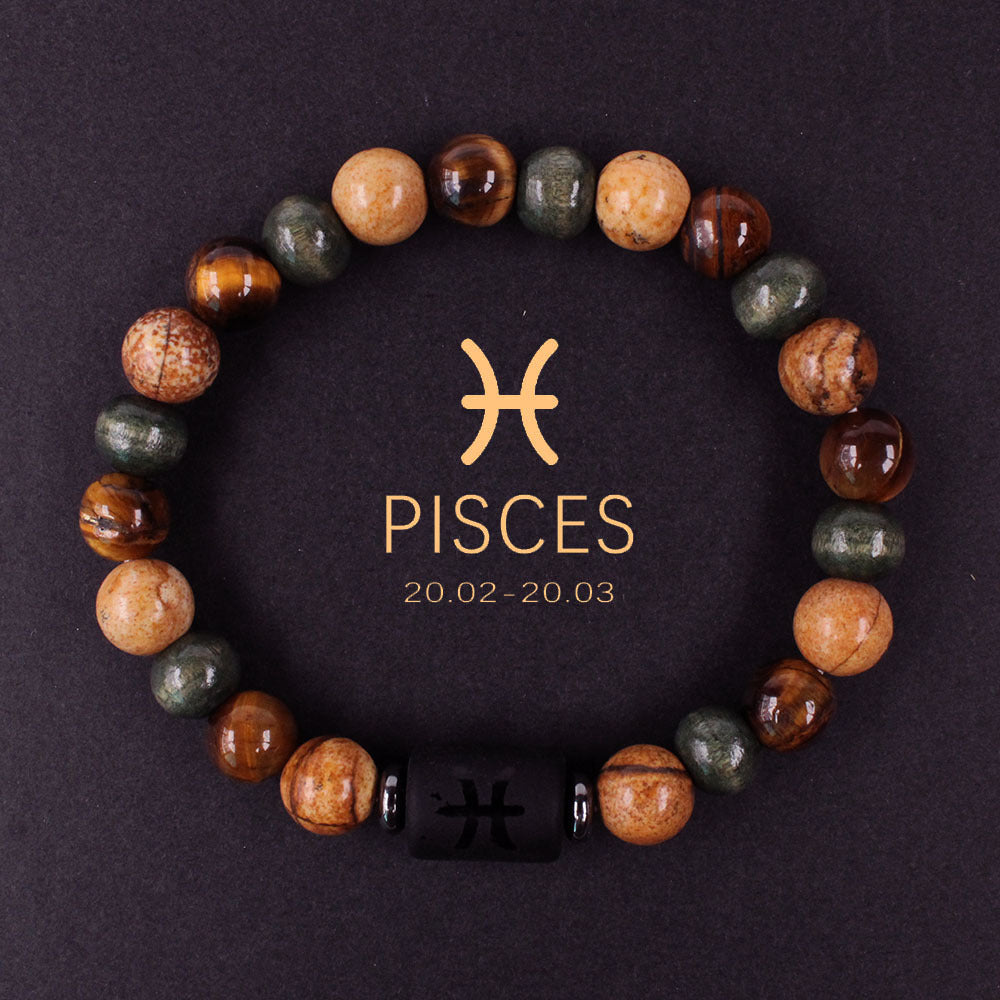 Wholesale 2PCS Natural stone 12 zodiac sign bracelet
