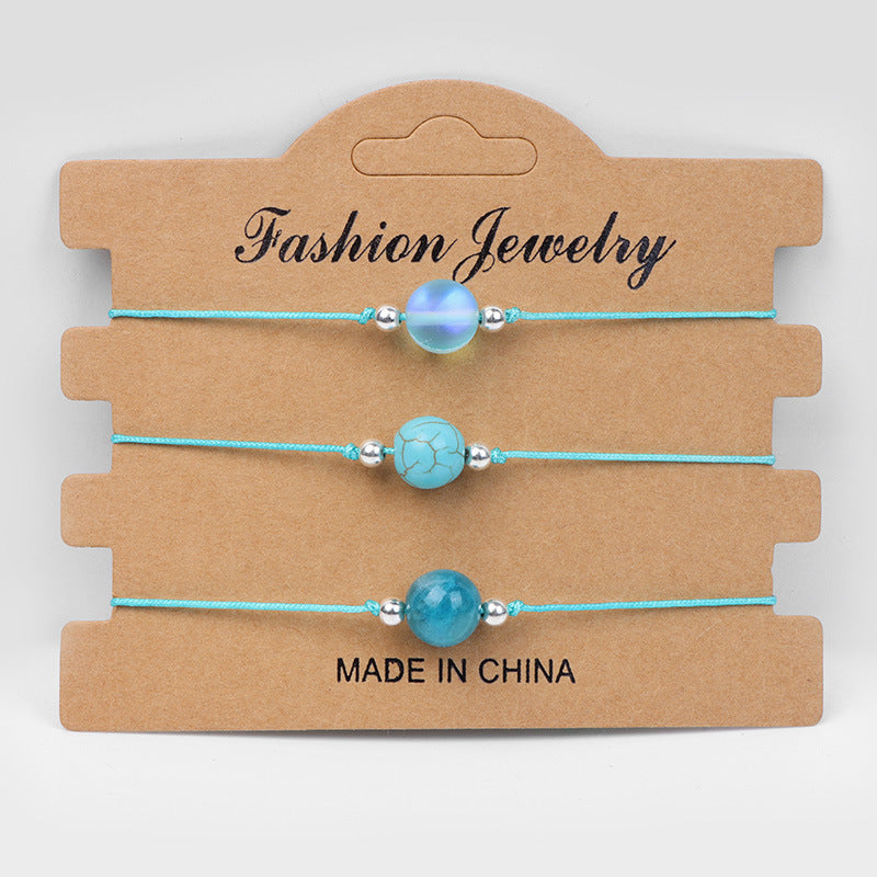 Wholesale Handmade Natural Agate Stone Woven Rope Unisex Couple Bracelet Stylish Fashion Accessory Boutique Gift
