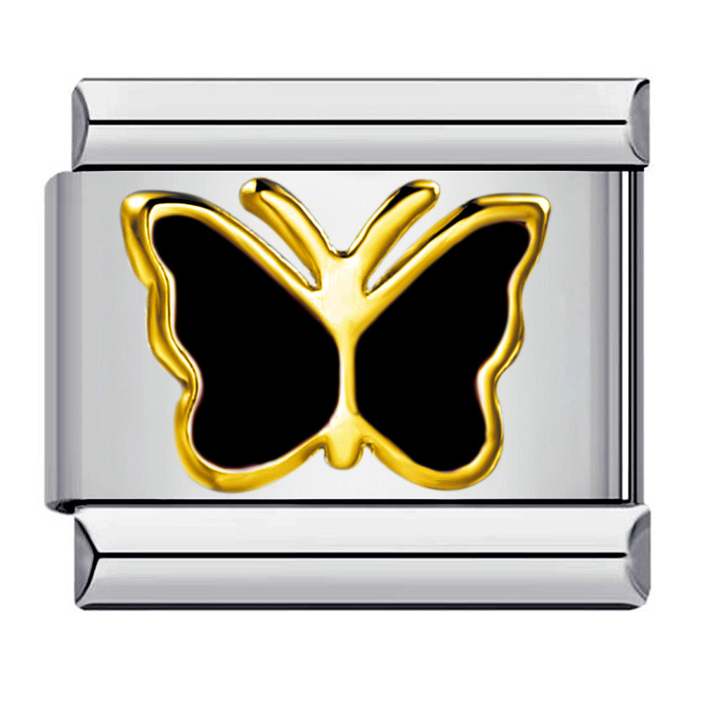 Wholesale  Italian modular stamped heart and butterfly DIY bracelet