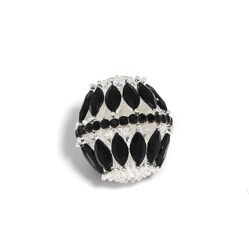 Wholesale 10pcs Heavy Alloy Hollow Diamond Balls Horse Eye Rhinestone Beads DIY Accessories ACC-BDS-BLG094