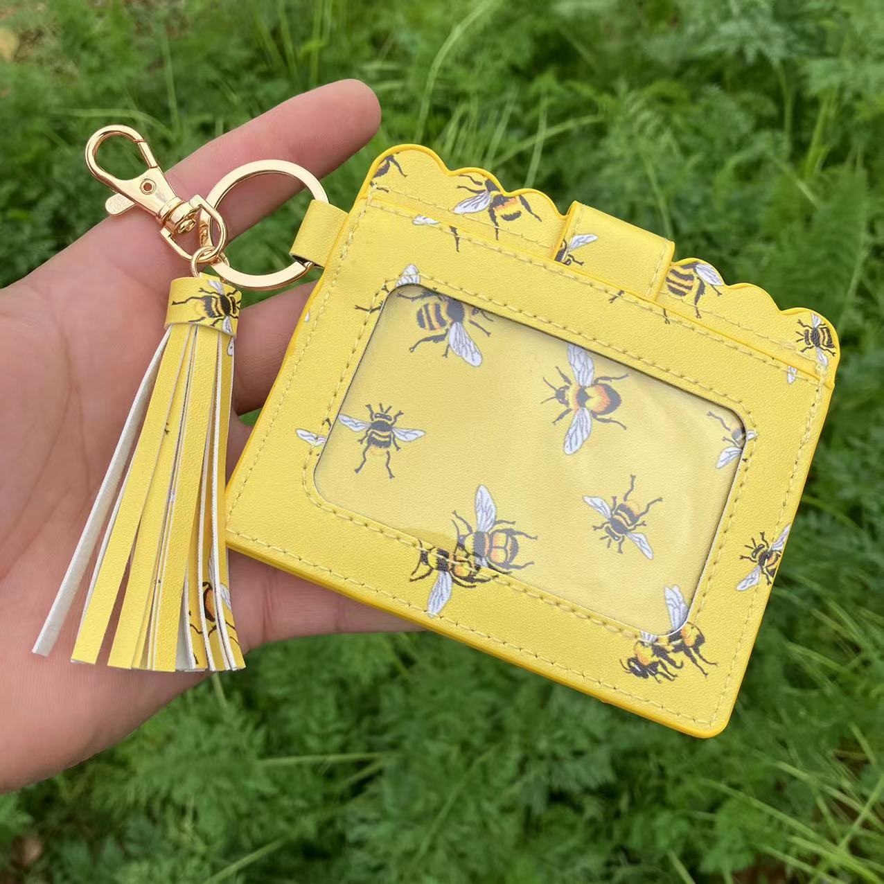 Wholesale Leopard Print Plaid Tie Dye Plaid Card Holder Keychain Wristlet Keychain ACC-KC-QiuXue008