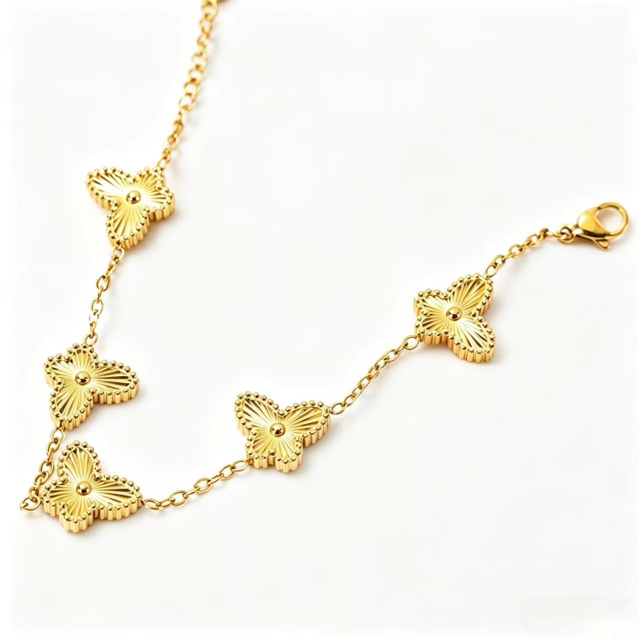 Wholesale Titanium Steel Butterfly Bracelet with Real Gold Plating - Light Luxury Jewelry Accessory for Everyday Wear,  Gift for Girls