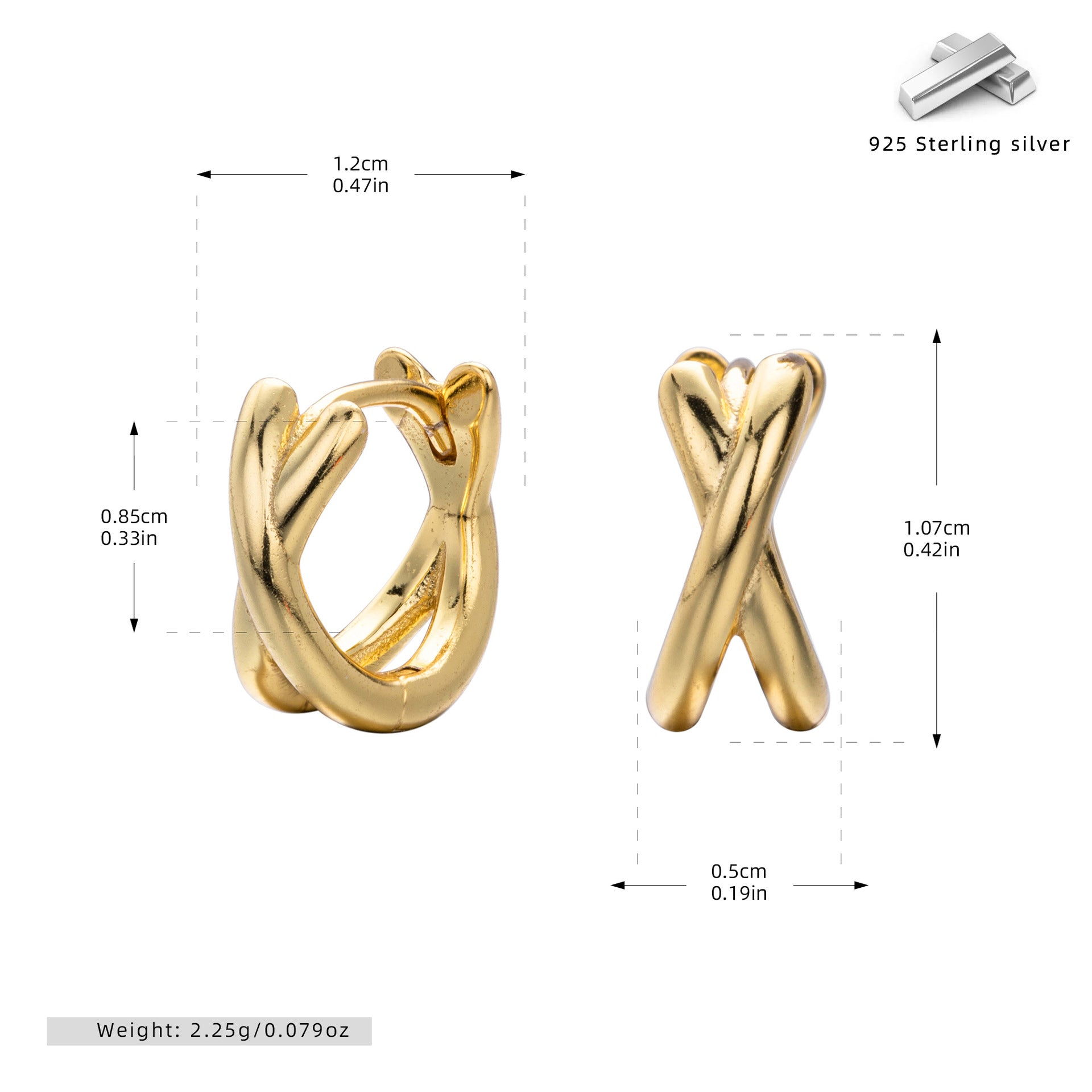 Wholesale s925 sterling silver cross simple bright face ear buckle earrings