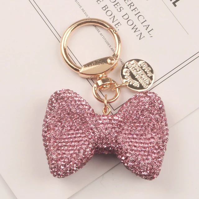 Wholesale Metal keychain with full rhinestone butterfly and bowknot pendant