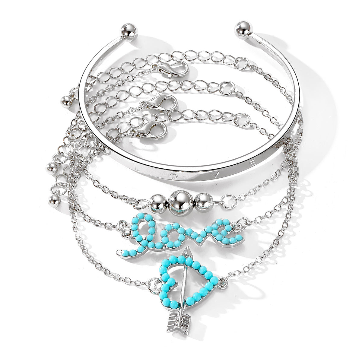 Wholesale Retro Bohemian Turquoise Jewelry Set 48Pcs Women S Necklace Bracelet Earrings Set Fashion Accessory For Everyday Wear