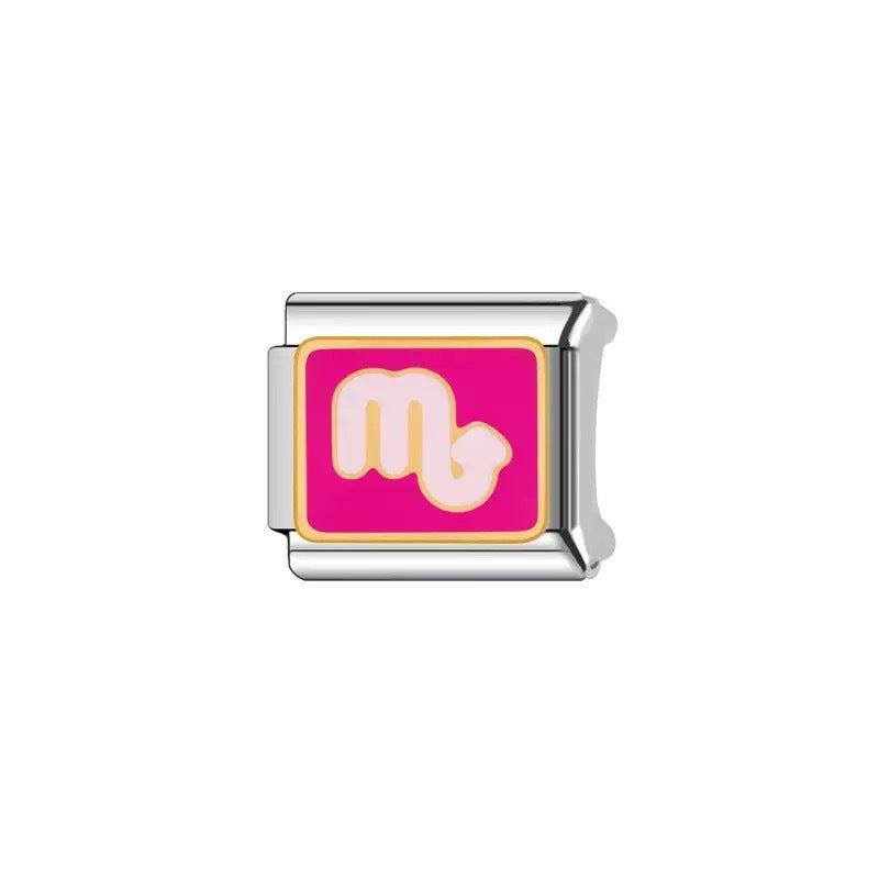 Bracelet de charme italien en gros 9 mm DIY Splicing Zodiac en acier inoxydable Bracelet composable