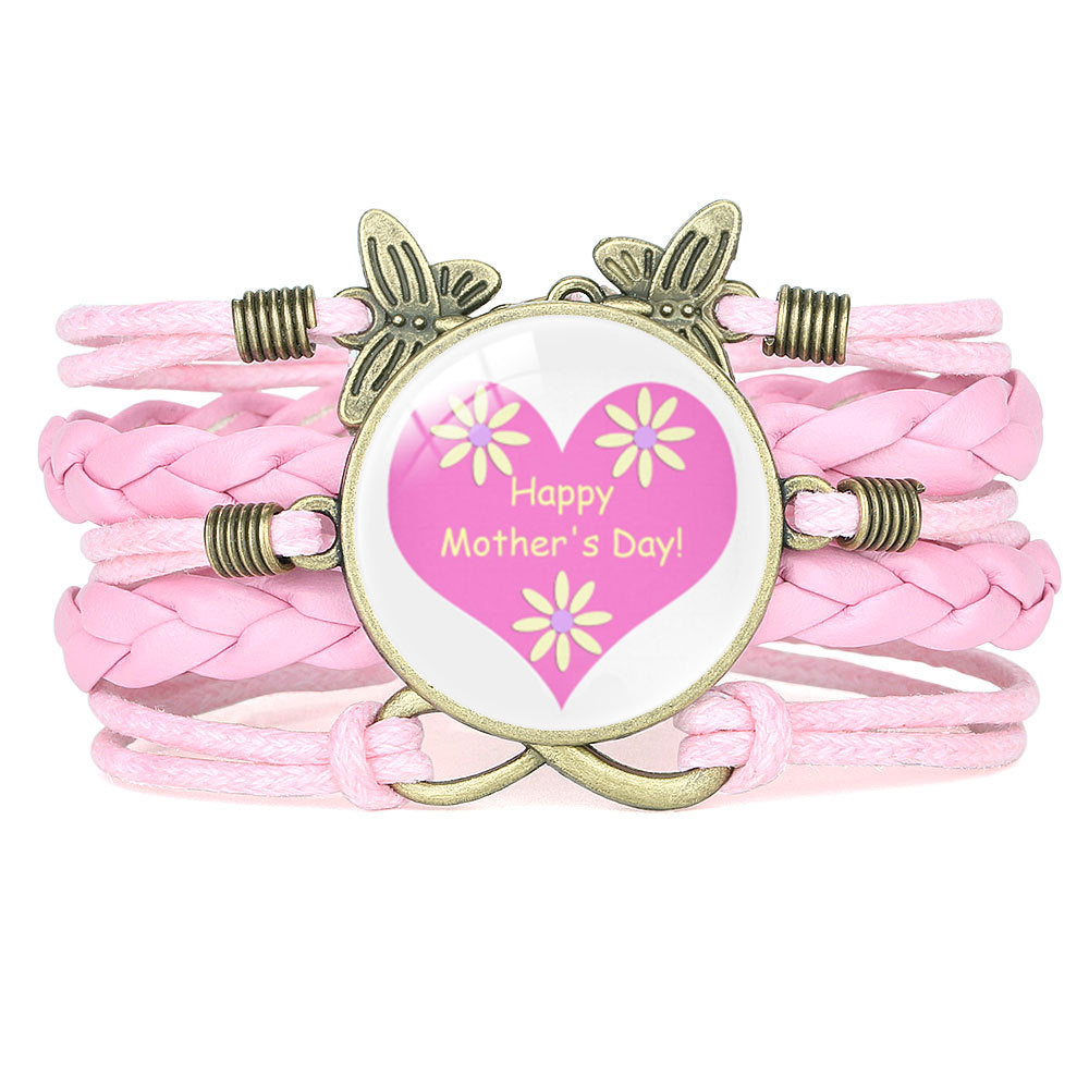 Wholesale Letter mom multi-layer braided leather bracelet