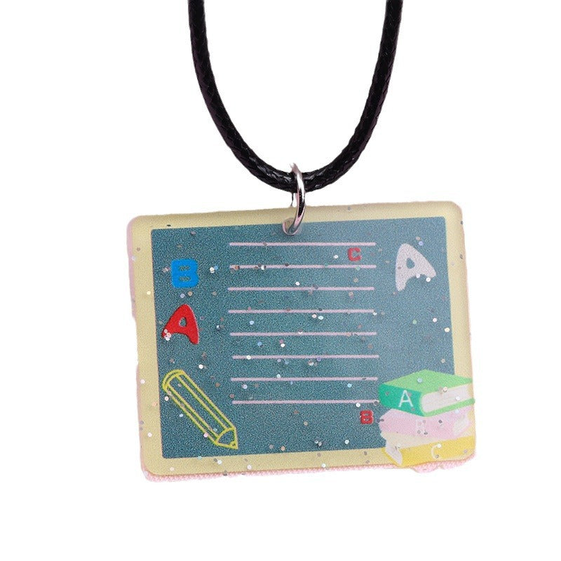 Wholesale Teacher's Day Cartoon Rainbow Acrylic Necklace ACC-NE-DA001