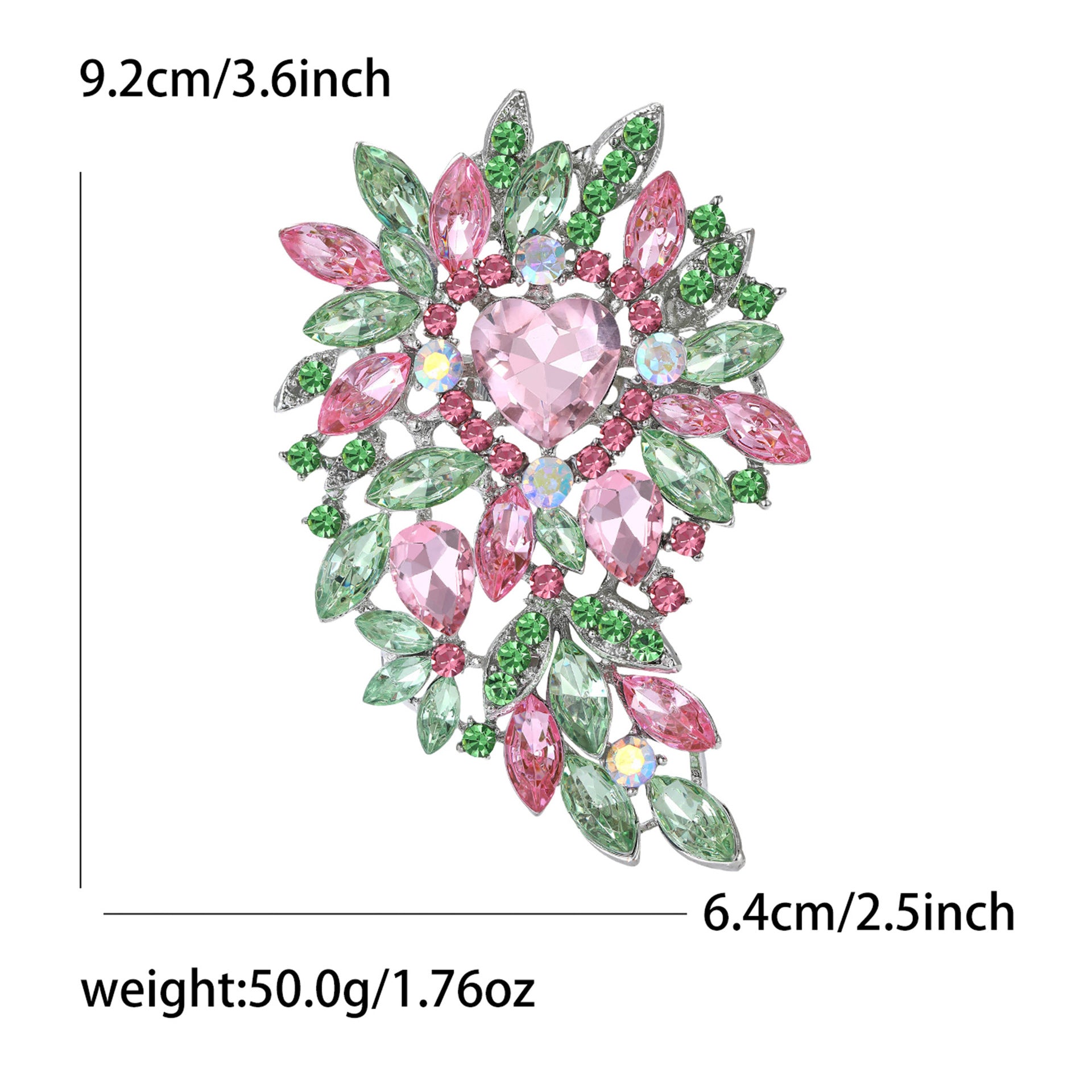 Wholesale Pink Green Floral Crystal Glass Brooch Women S Decorative Fashion Gift