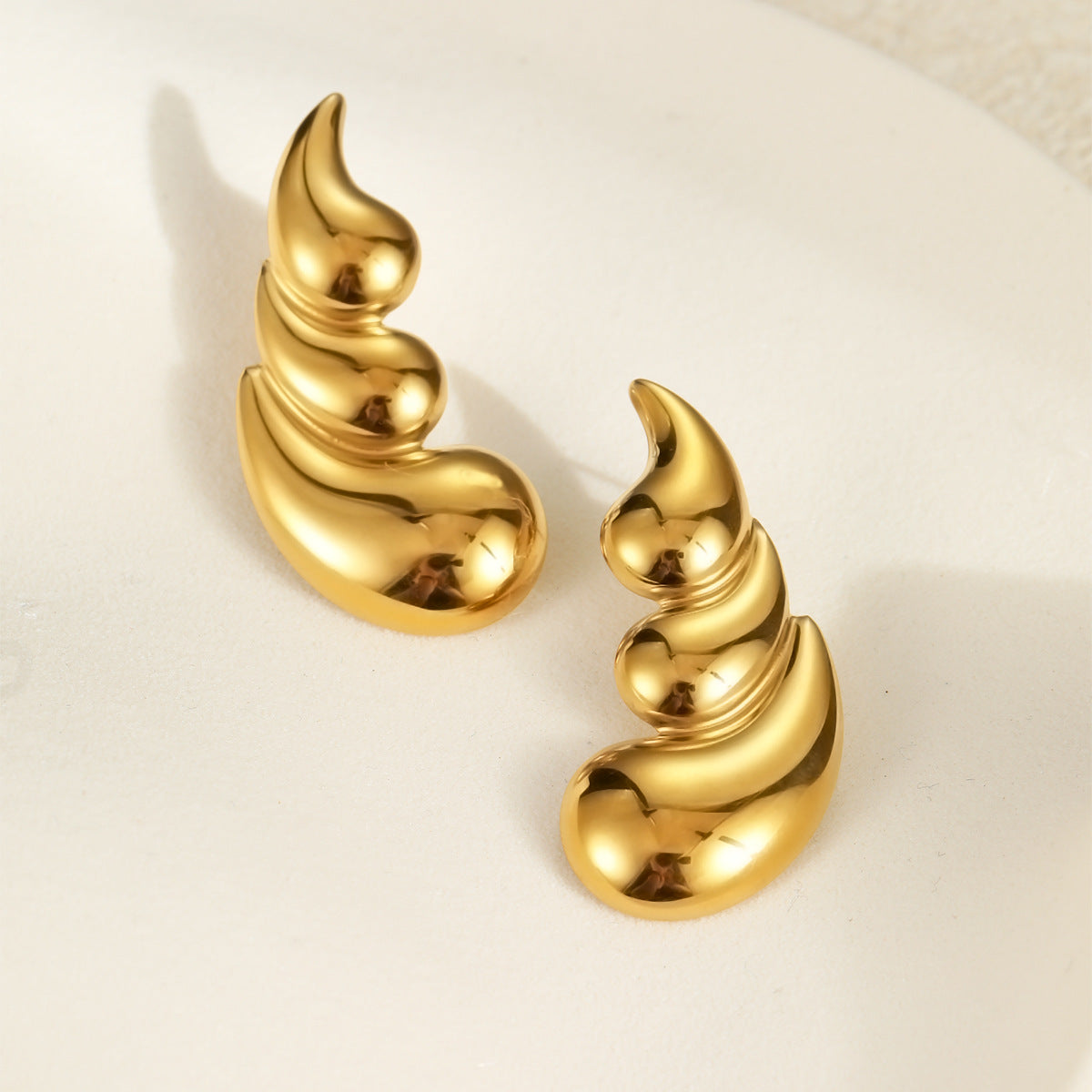 Wholesale Three-layer Water Drop Stainless Steel Earrings