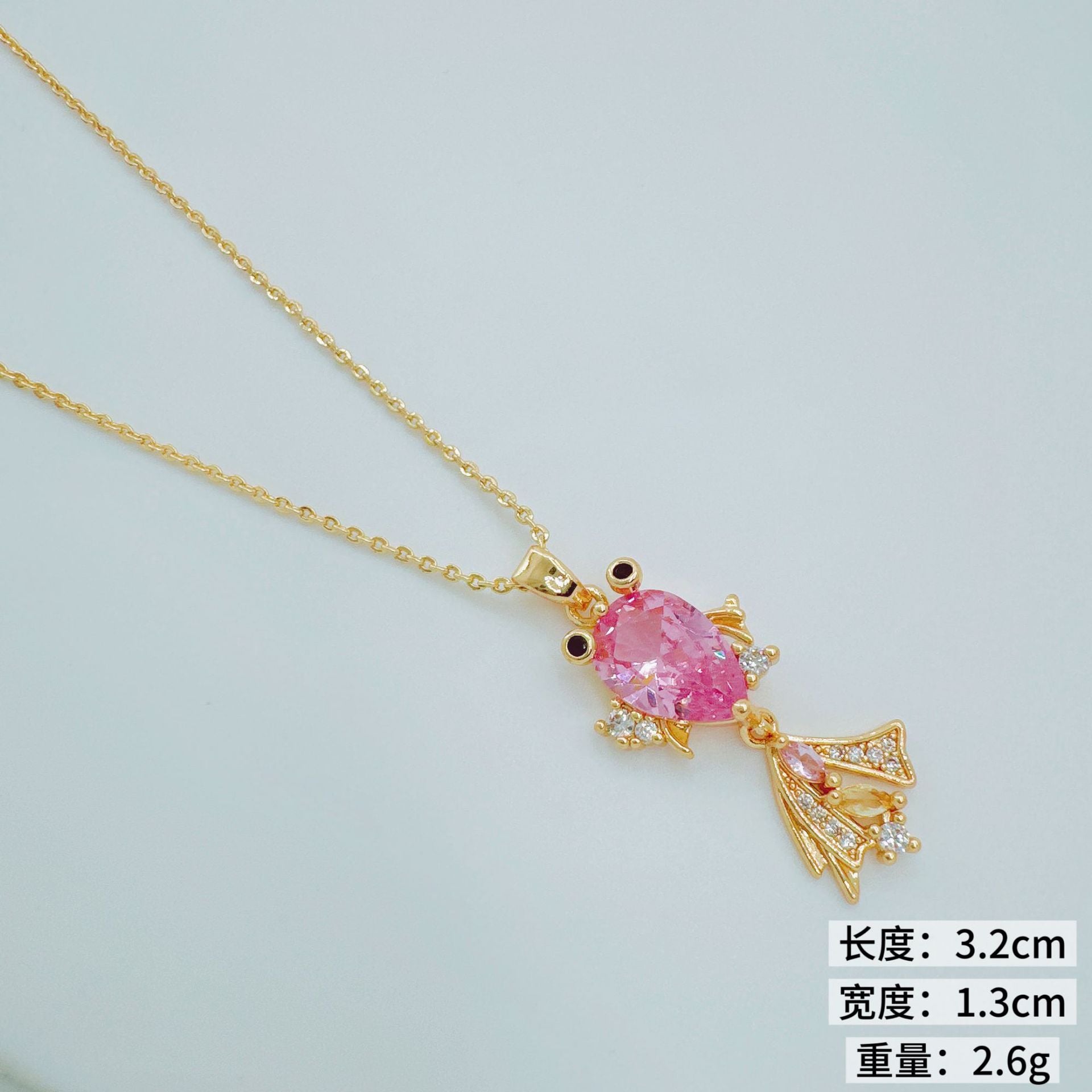 Wholesale Goldfish Pendant Necklace Inlaid Diamond European Style Everyday Jewelry Accessory for Women