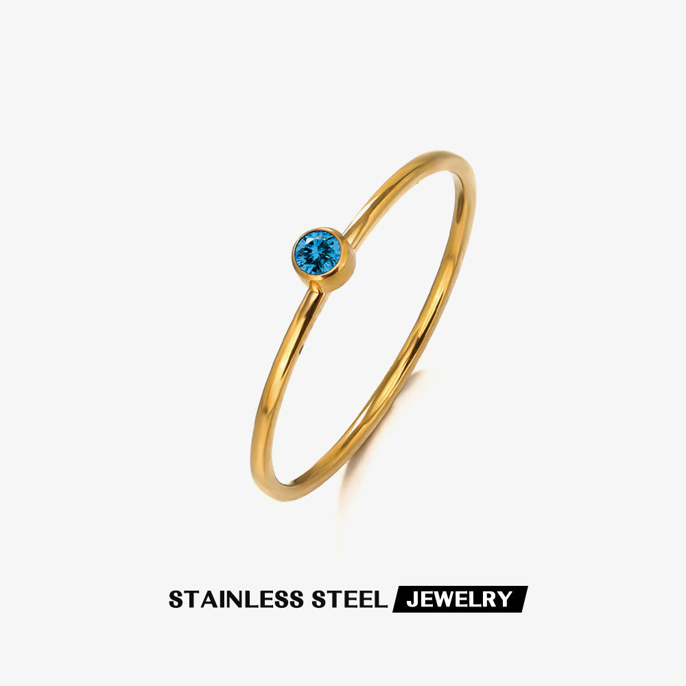 Wholesale Twelve Month Birthstone Diamond Stainless Steel Rings ACC-RS-JiaLi006