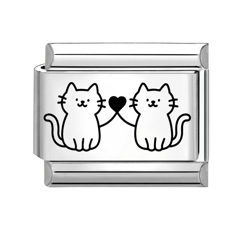 Wholesale 9mm Italian Charm Starter Bracelets DIY Black and white Creative Stainless Steel Composable Bracelet