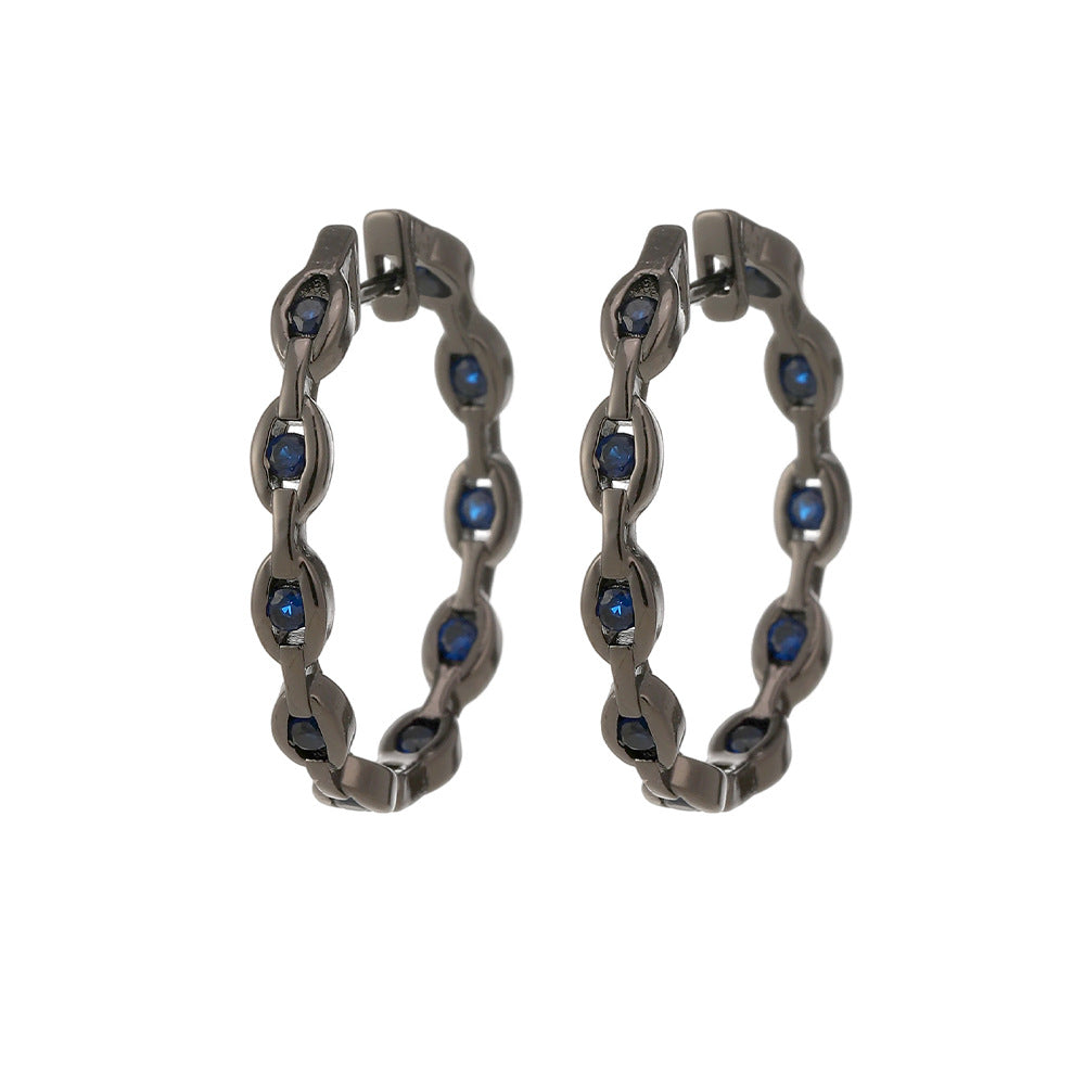Wholesale Black vintage versatile hoop stud earrings