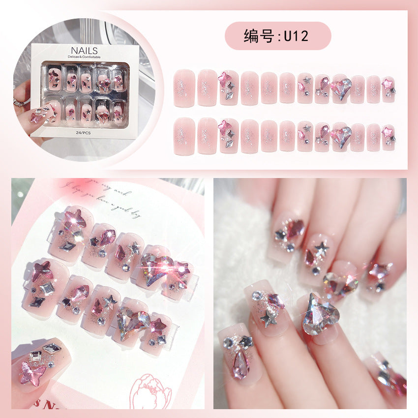 Wholesale 24 Pieces/box Large Diamond Nail Patches Press-on Nails Kits Nail Stickers ACC-NS-DiNa004