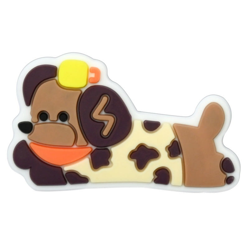 Wholesale   Random 100pcs Cartoon dachshund PVC Soft Rubber Shoe Buckle Decoration
