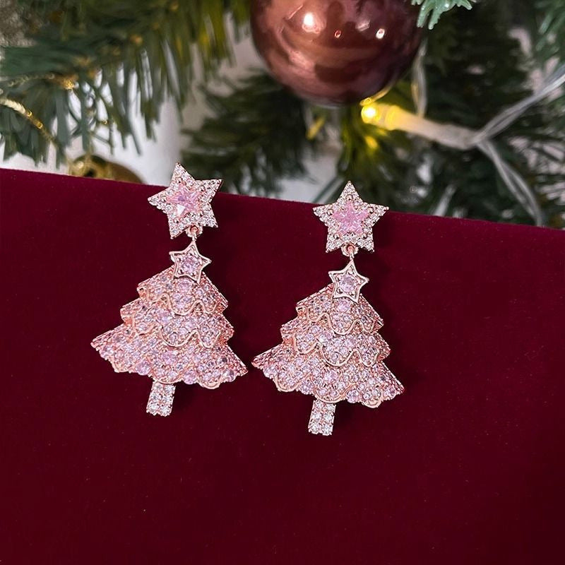 Wholesale Christmas Tree Diamond Earrings Fashion Jewelry Accessory Boutique Resale Party Wear