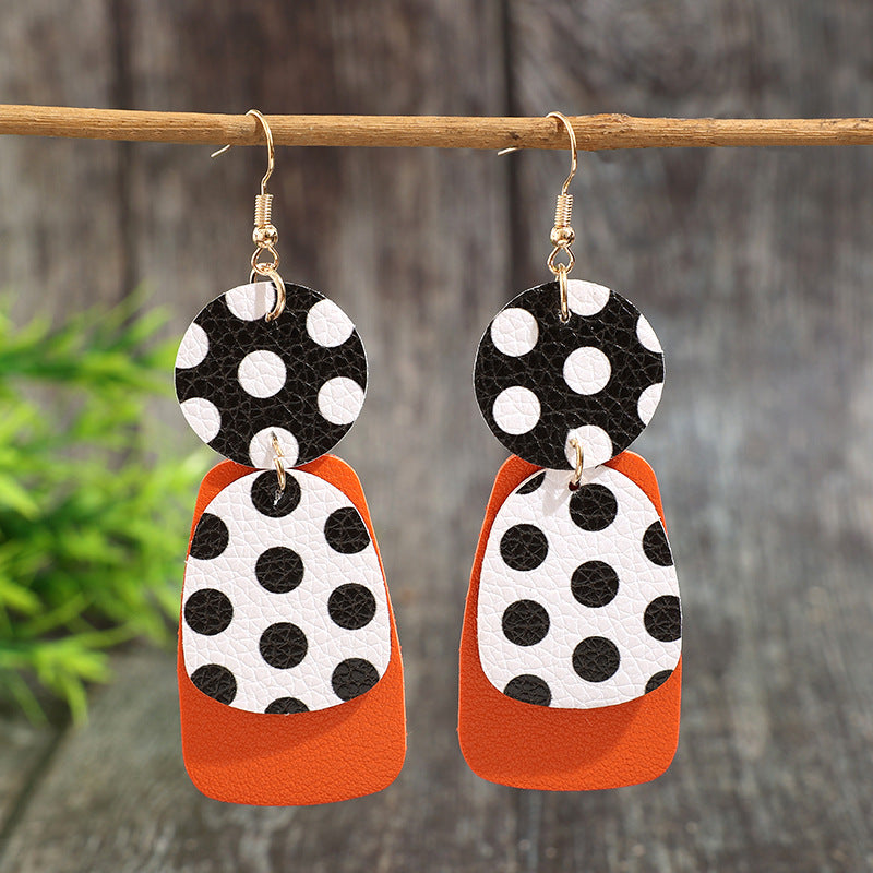 Wholesale Bohemian Geometric Color-Block Leather Earrings - Trendy Jewelry Accessory for Everyday Wear