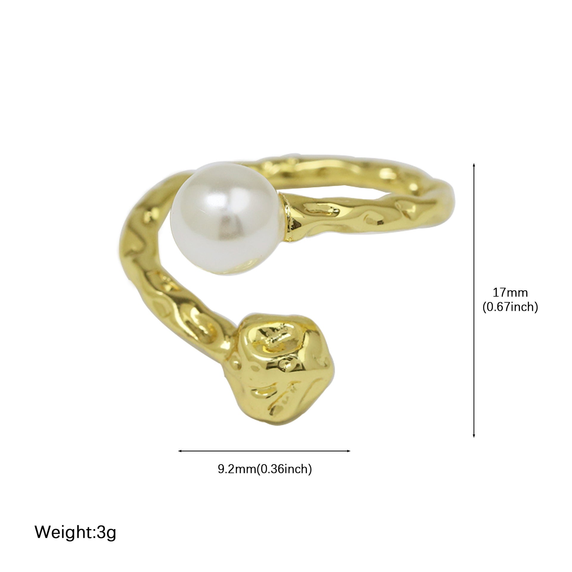 Wholesale European and American E-Commerce Hot-Selling Autumn New Round Pearl Love Geometric Fashion Women' s Open Light Luxury Ring