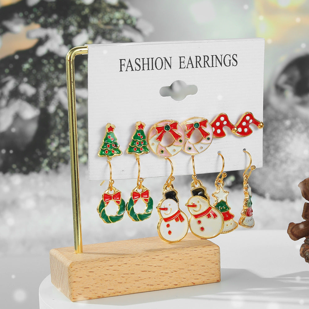 Wholesale Christmas Elk Cane Bow Earrings Set ACC-ES-Anduo002