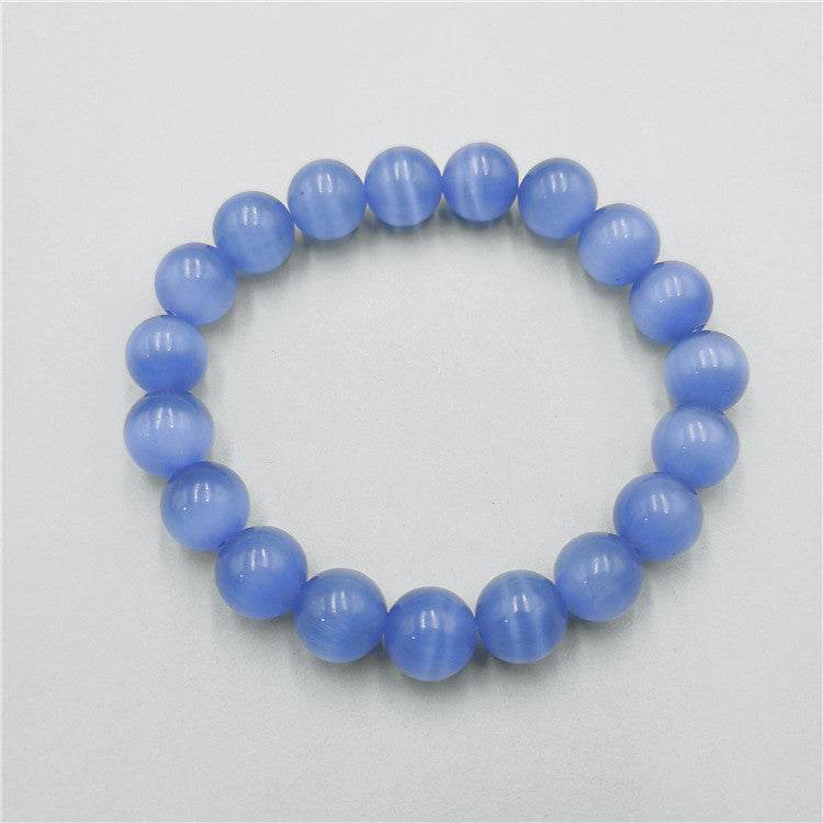 Wholesale Fashion 10mm Cat' s Eye Glass Bead Bracelet Red Candy Color Jewelry Accessory for Resale