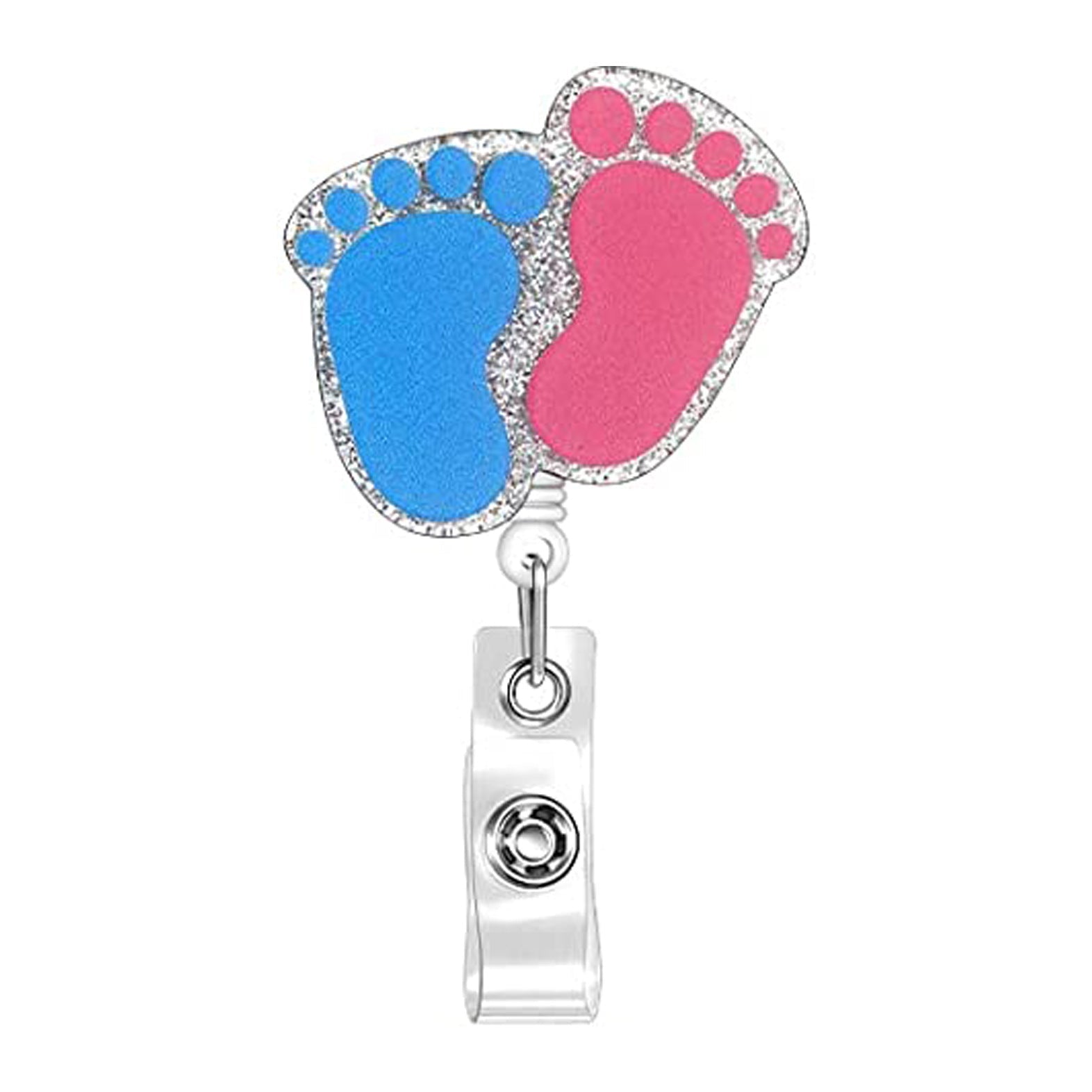 Wholesale Badge Reels Glitter Acrylic Baby Bottle Rainbow Retractable Keychain