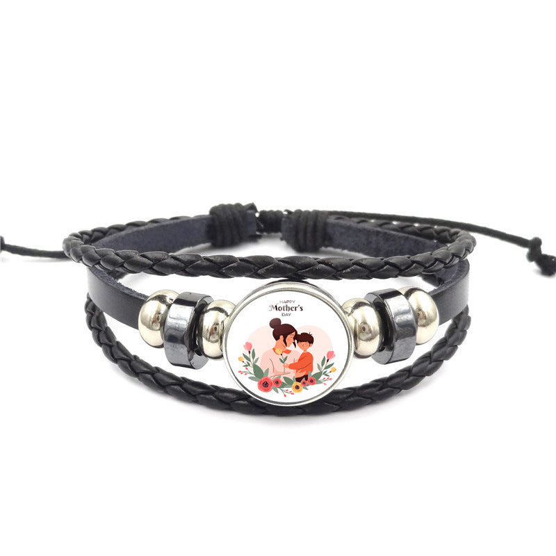 Wholesale Mother's Day  vintage punk style multi-layer beaded woven bracelet