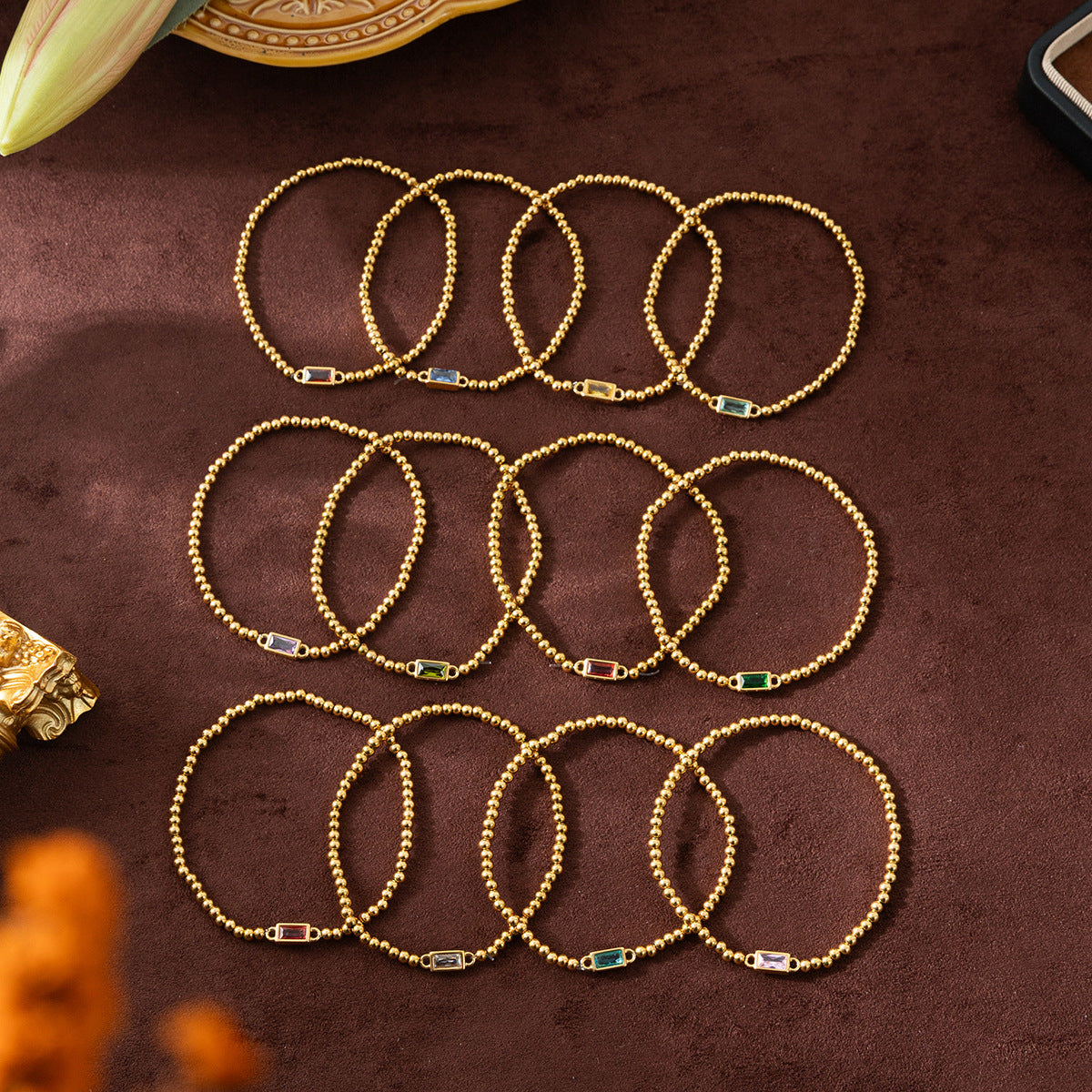 Bracelet rond de pierre de naissance de naissance de luxe léger en gros de décembre