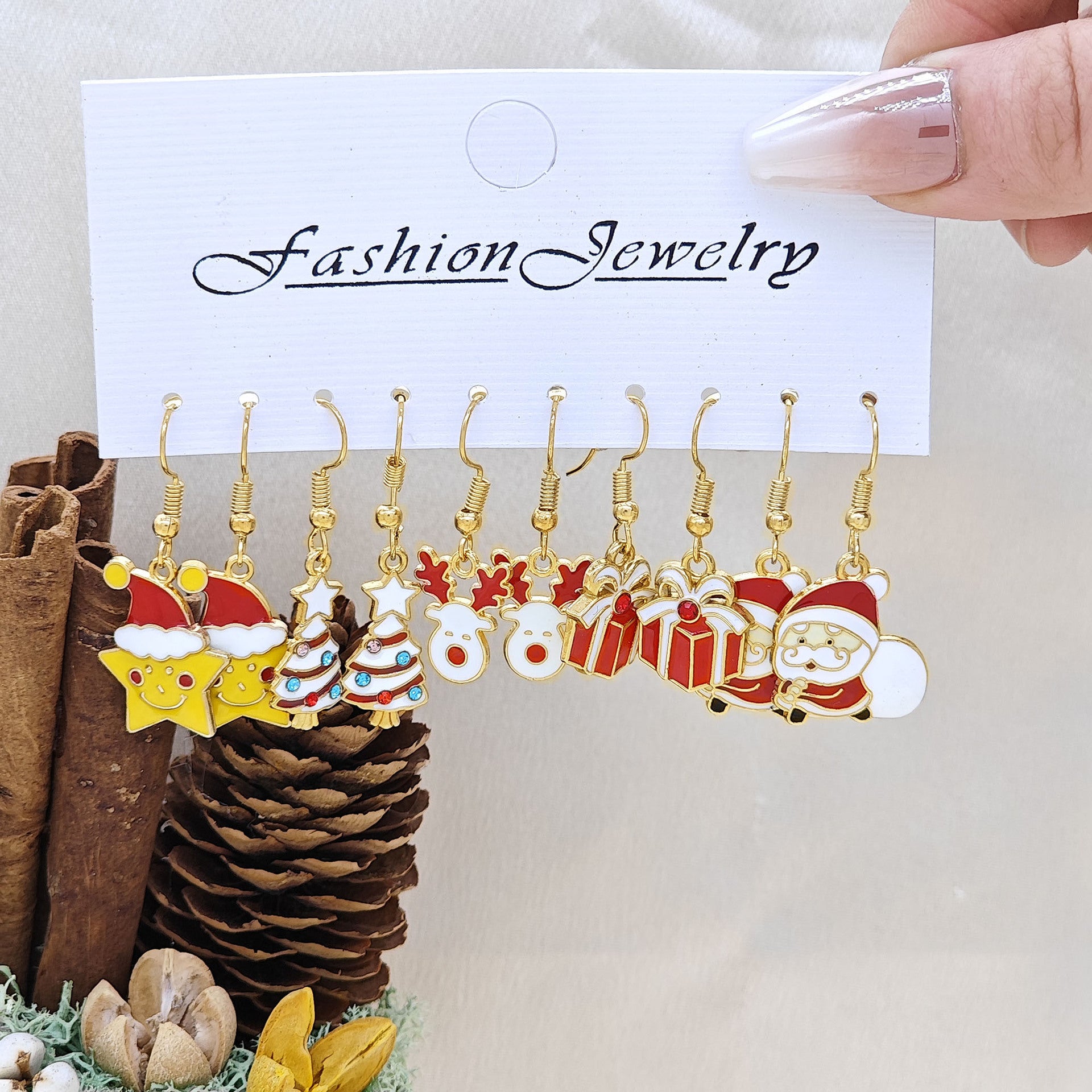 Wholesale Christmas Earrings Set Santa Claus Snowman Snowflake Elk Christmas Tree Earrings ACC-ES-TianShe003