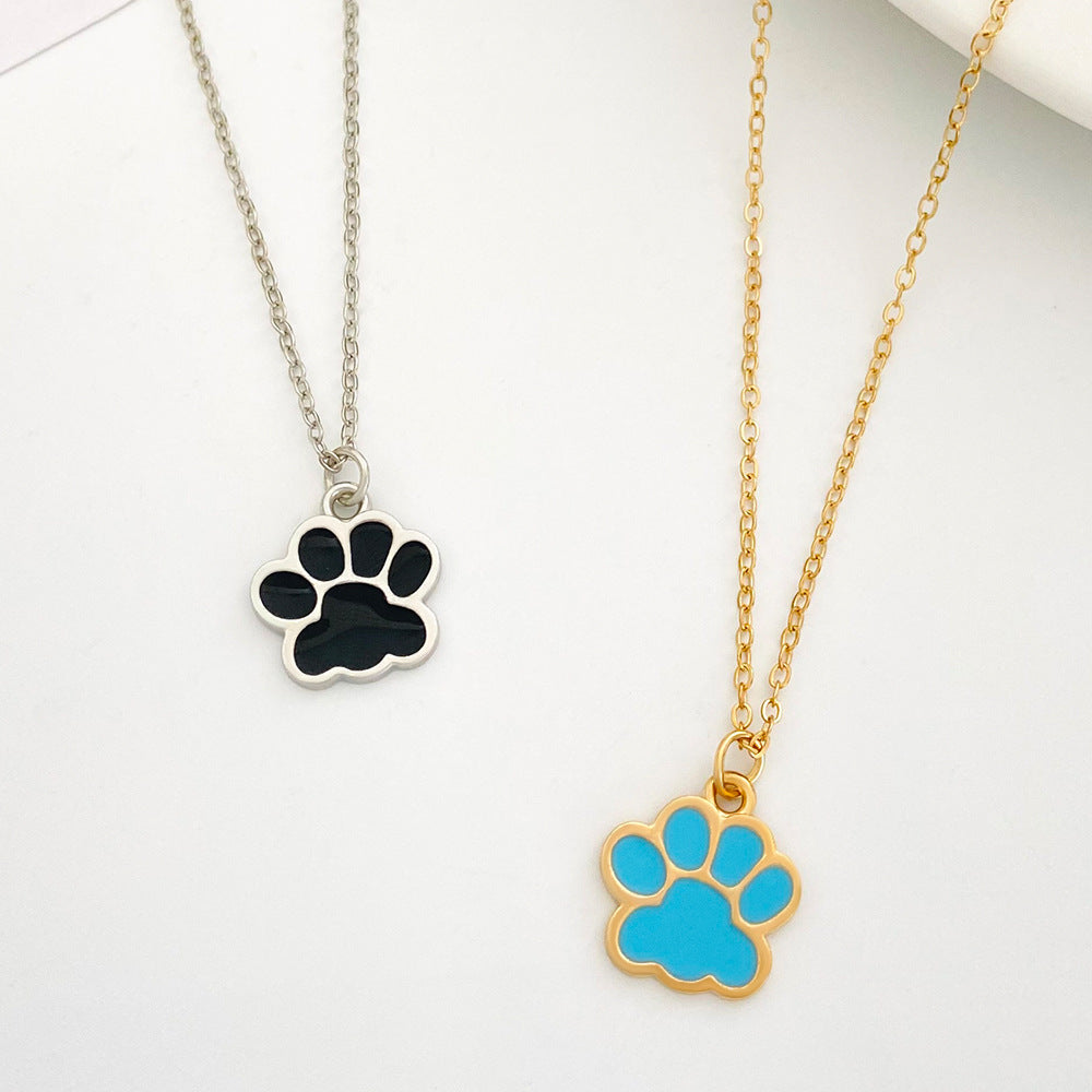 Wholesale Oil Drop Alloy Animal Footprint Cat Paw Necklaces Choker Necklaces ACC-NE-MY015