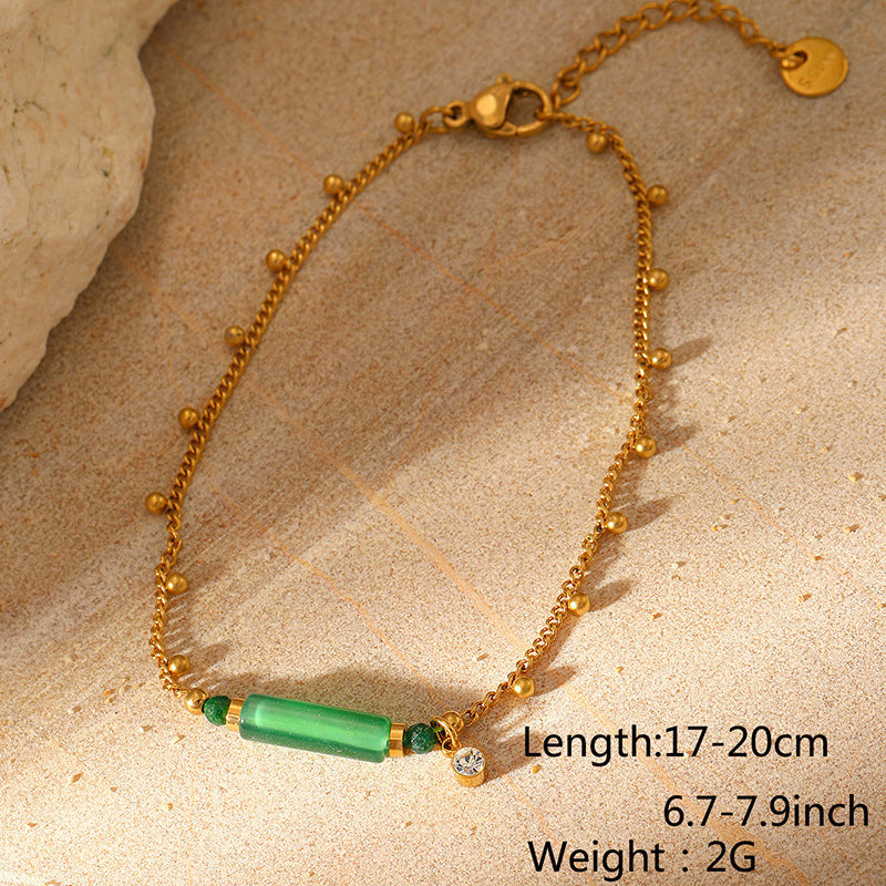 Wholesale Natural Stone Stainless Steel  Pendant Necklace