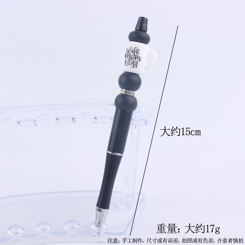 Wholesale  beaded pen creative handmade cartoon cup silicone beaded pen