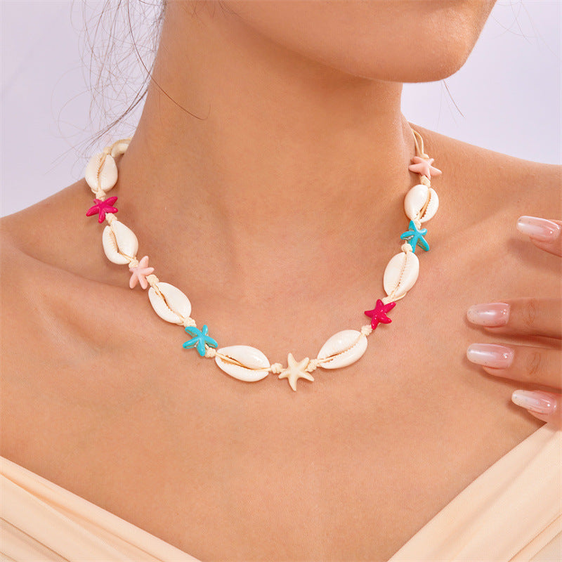 Wholesale Beach Shell Necklace Shell Double Layer Overlapping Necklace Clavicle Chain