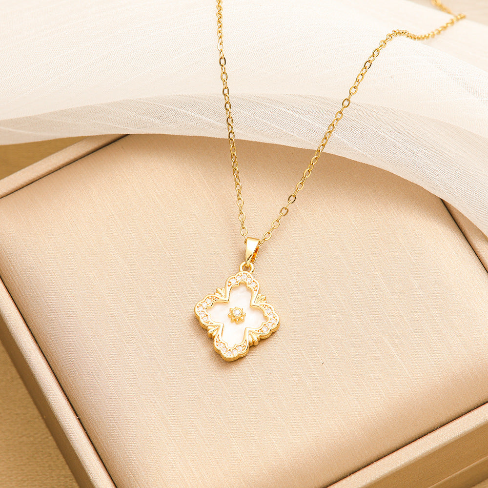 Wholesale Geometric Light Luxury Titanium Steel Clavicle Necklace Women' s Jewelry Accessory Gift