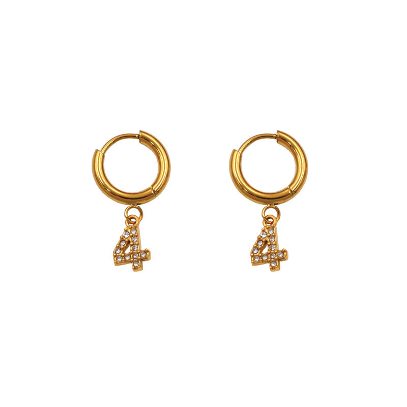 Wholesale Titanium Steel Zirconia Diamond Number Earrings ACC-ES-XuanKa001