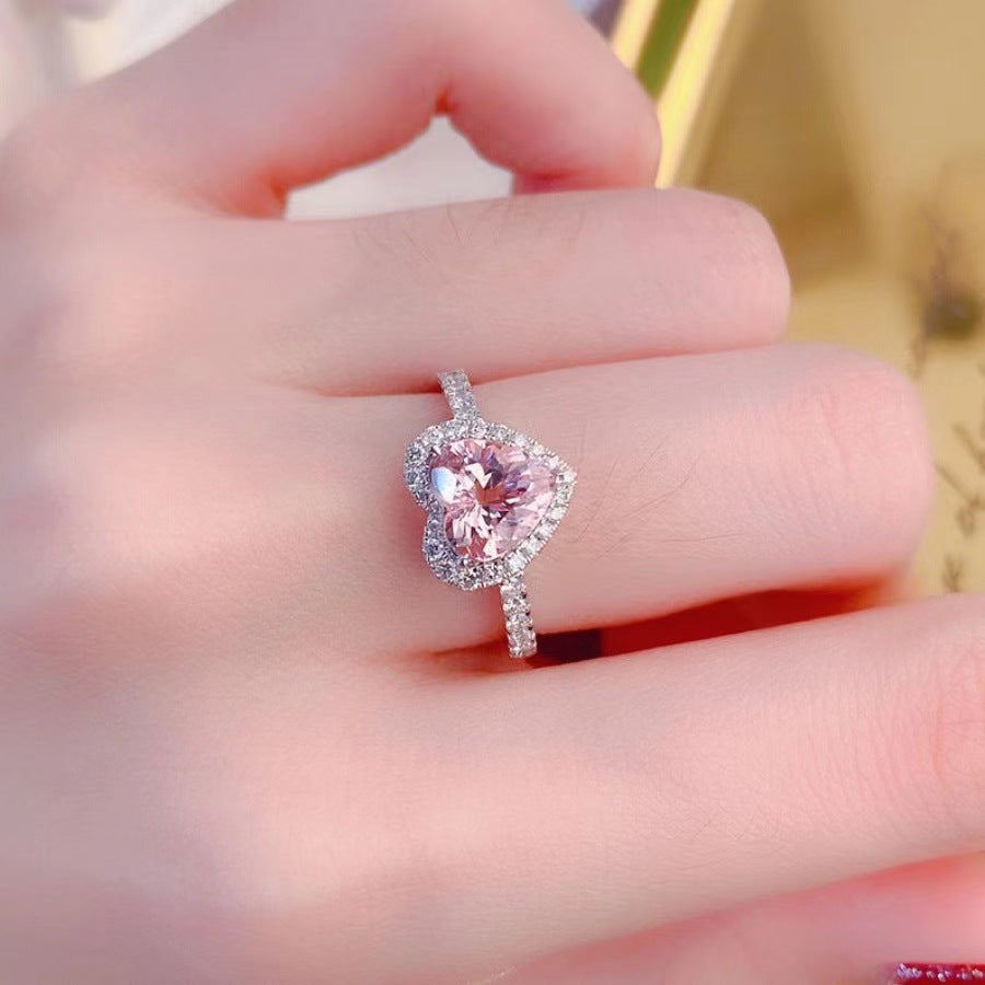 Wholesale Korean Style Pink Love Simulated Diamond Ring,  Fashion Jewelry Accessory for Party Gift Boutique