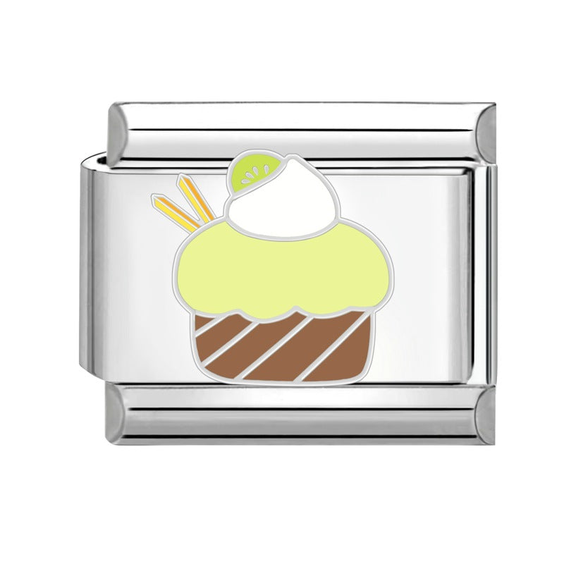 Wholesale Italian Charm Bracelet 9mm DIY Splicing Creative Dessert Stainless Steel Composable Bracelet