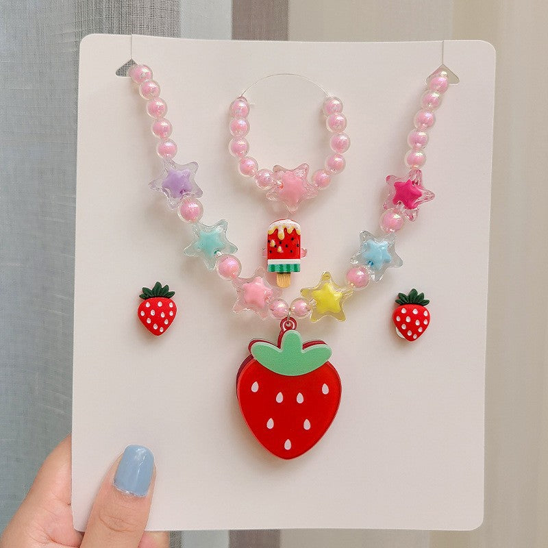 Wholesale children's luminous necklace bracelet ear clip ring jewelry